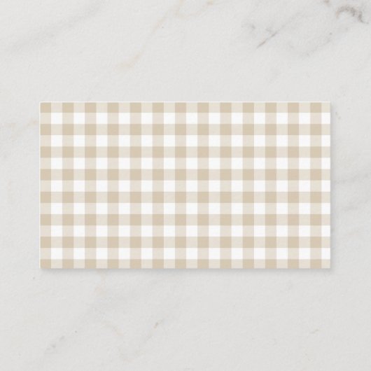 Beige Gingham Baby shower Luier Raffle Informatiekaartje (Achterkant)