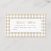 Beige Gingham Baby shower Luier Raffle Informatiekaartje (Voorkant)