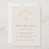 Beige Gingham Baptism Christening Cross Invitation Kaart (Voorkant)