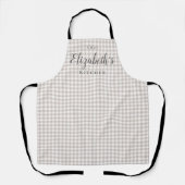 Beige gingham check gepersonaliseerd koken voor vo schort (Voorkant)
