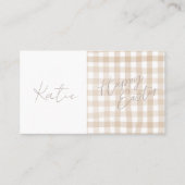 Beige Gingham Check Happy Easter Table Name Plaatskaartje (Voorkant)