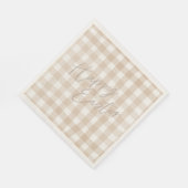Beige gingham check patroon gelukkig Pasen Servet (Hoek)