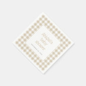 Beige Gingham Check Rustiek Baby shower Servet (Hoek)