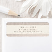 Beige  Gingham Christmas Adresetiketten Etiket (Insitu)
