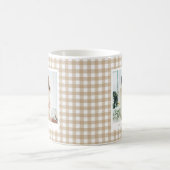 Beige Gingham Custom Photo Koffiemok (Center)