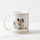 Beige Gingham Custom Photo Koffiemok (Links)