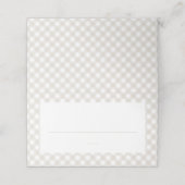 Beige gingham cute simple neutral baby shower plaatskaartje (Buitenkant ongevouwen)
