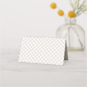 Beige gingham cute simple neutral baby shower plaatskaartje (Achterkant)