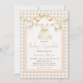 Beige Gingham Daisy Clothesline Baby Sprinkle  Kaart (Voorkant)
