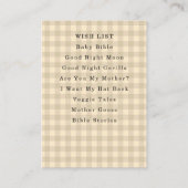 Beige Gingham Hart Boek Verzoek Informatiekaartje (Achterkant)
