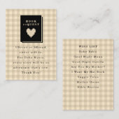 Beige Gingham Hart Boek Verzoek Informatiekaartje (Voorkant / Achterkant)