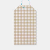 Beige Gingham Kerstmis Cadeaulabel (Achterkant)