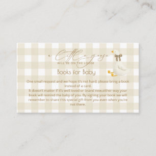 Beige Gingham Little Goose Boeken voor Baby  Informatiekaartje