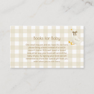 Beige Gingham Little Goose Boeken voor Baby  Informatiekaartje