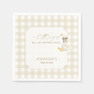 Beige Gingham Little Goose Boeken voor Baby Servet