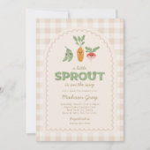 Beige Gingham Little Sprout op de Weg Baby shower Kaart (Voorkant)