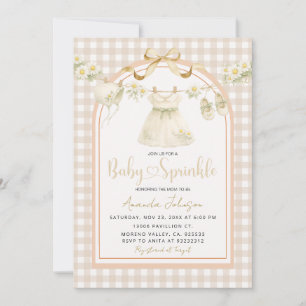 Beige Gingham Madelijn Waslijn Baby Sprinkle  Kaart