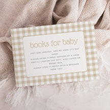 Beige Gingham Neutrale Baby Shower Boek Verzoek