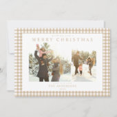 Beige Gingham plaatste twee foto's Feestdagenkaart (Voorkant)