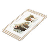 Beige Gingham Plaid Twee Foto Magneet (Linkerzijde)