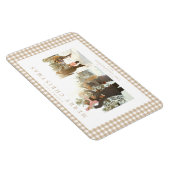Beige Gingham Plaid Twee Foto Magneet (Rechterzijde)