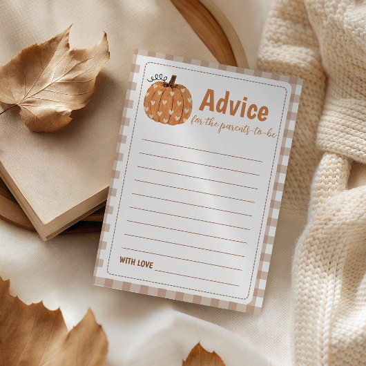 Beige Gingham Pompoen Advies voor Ouders Kaart