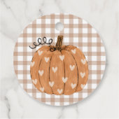 Beige Gingham Pompoen Favor Bedankkaart Bedankjes Labels (Achterkant)