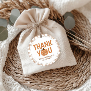 Beige Gingham Pompoen Favor Bedankkaart Bedankjes Labels