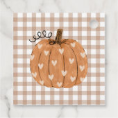 Beige Gingham Pompoen Favor Bedankkaartje Bedankjes Labels (Achterkant)