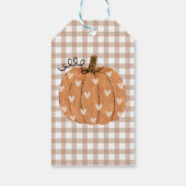 Beige Gingham Pompoen Favor Bedankkaartje Cadeaulabel (Achterkant)