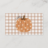 Beige Gingham Pompoen Luier Raffle Tickets Informatiekaartje (Achterkant)