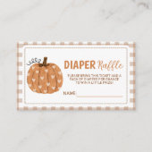 Beige Gingham Pompoen Luier Raffle Tickets Informatiekaartje (Voorkant)