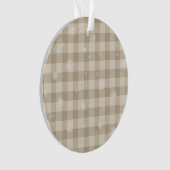 Beige Gingham Sneeuwvlok Ornament – Neutrale Boerd (voorkant)