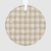 Beige Gingham Sneeuwvlok Ornament – Neutrale Boerd (achterkant)