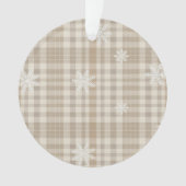 Beige Gingham Snowflake Ornament – Neutral Rustic (voorkant)