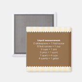 Beige gingham vloeibare maatkaart keukenhelper magneet (Voorkant / Achterkant)