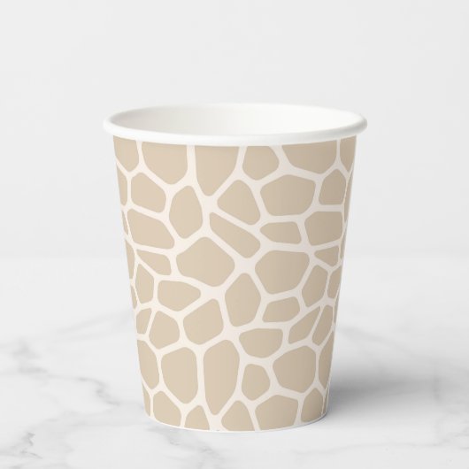 Beige Giraffe Animal Print Papieren Bekers (Achterkant)