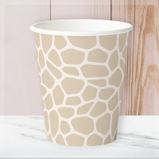 Beige Giraffe Animal Print Papieren Bekers