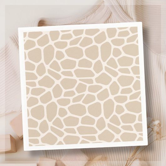 Beige Giraffe Animal Print Servet