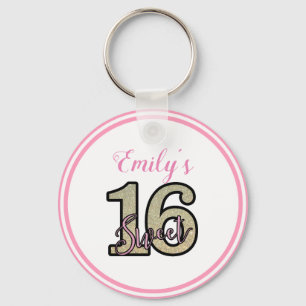 Beige Glitter Numbers Sleutelhanger