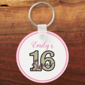 Beige Glitter Numbers Sleutelhanger (Voorkant)