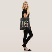 Beige Glitter Tote Bag (Op model)
