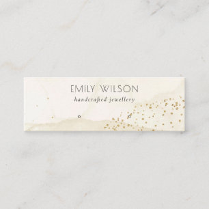 Beige Glitter Waterverf Gold Stud Oorspronkelijk b Mini Visitekaartje