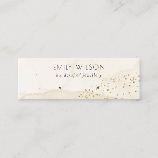 Beige Glitter Waterverf Gold Stud Oorspronkelijk b Mini Visitekaartje (Voorkant)