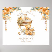 Beige & Gold Baby shower Welkom Teken Poster (Voorkant)