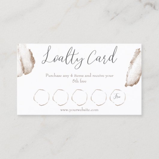 Beige & Gold Business Loyalty Kaart (Voorkant)