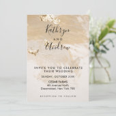 Beige Gold Calligraphy Invitation Kaart (Staand voorkant)