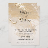 Beige Gold Calligraphy Invitation Kaart (Voorkant / Achterkant)
