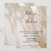 Beige Gold Calligraphy Wedding Invitation Kaart (Voorkant / Achterkant)