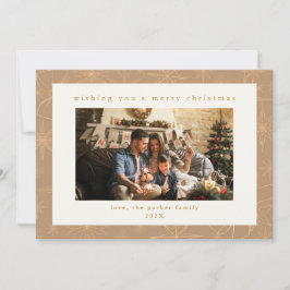 Beige & Gold Custom Foto Kerstvakantie Kaart